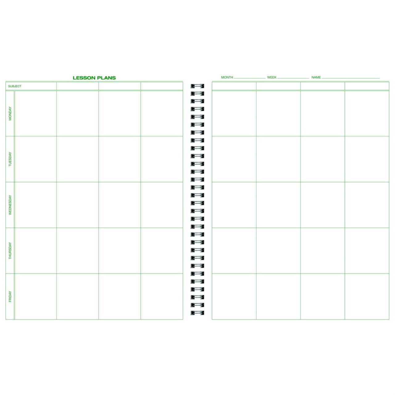 Hammond & Stephens Lesson Plan Book, 8-1/2 x 11 Inches, 8 Subjects, 40 Week, Green/ Blue
